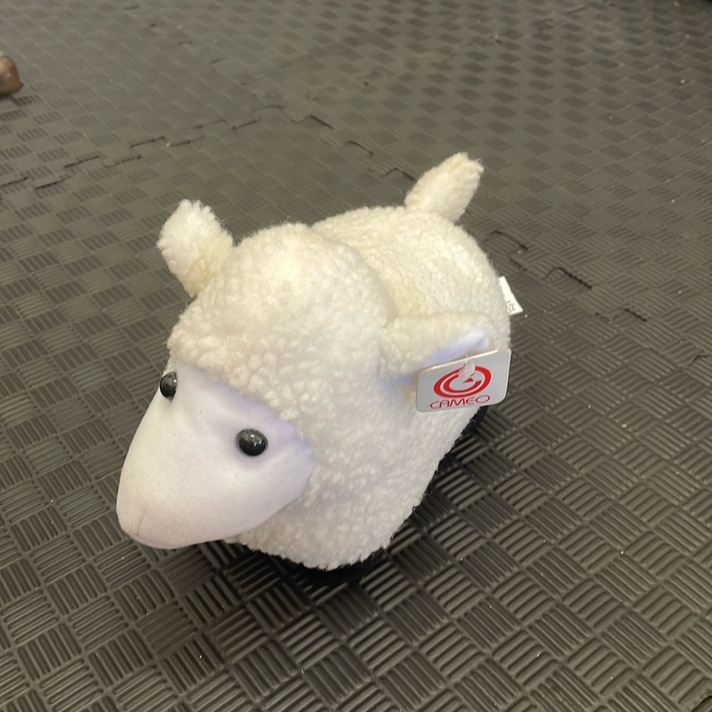 Sheep stuffed animal with tag